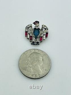 Trifari Alfred Philippe Vintage Patriotic Eagle Rhinestone Small Mini Pin