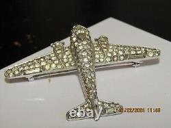 Trifari'Alfred Philippe' WW2 US Patriotic Airplane with Windows Figural Brooch