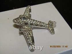 Trifari'Alfred Philippe' WW2 US Patriotic Airplane with Windows Figural Brooch