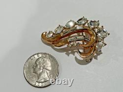 Trifari Alred Philippe gilded swirl rhinestones brooch