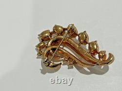 Trifari Alred Philippe gilded swirl rhinestones brooch