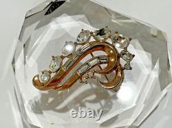 Trifari Alred Philippe gilded swirl rhinestones brooch
