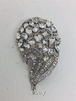 Trifari Antique Alfred Philippe Rhodium Plated Rhinestone Flower Pin