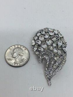 Trifari Antique Alfred Philippe Rhodium Plated Rhinestone Flower Pin