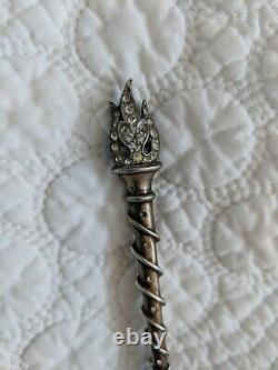 Trifari Antique Alfred Philippe Sterling Silver Rhinestone Flame Torch Pin