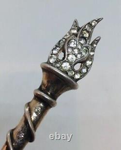 Trifari Antique Alfred Philippe Sterling Silver Rhinestone Flame Torch Pin