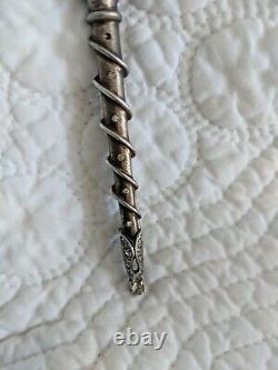 Trifari Antique Alfred Philippe Sterling Silver Rhinestone Flame Torch Pin