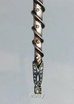 Trifari Antique Alfred Philippe Sterling Silver Rhinestone Flame Torch Pin