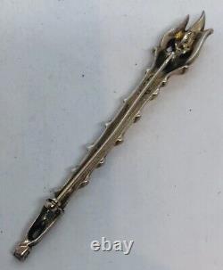 Trifari Antique Alfred Philippe Sterling Silver Rhinestone Flame Torch Pin