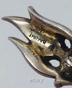 Trifari Antique Alfred Philippe Sterling Silver Rhinestone Flame Torch Pin