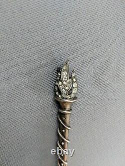 Trifari Antique Alfred Philippe Sterling Silver Rhinestone Flame Torch Pin