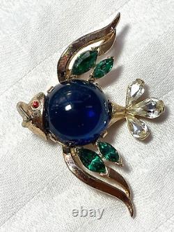 Trifari Blue Fish Brooch, Jelly Belly Des169172 Alfred Philippe 1952