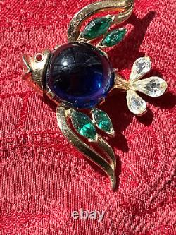 Trifari Blue Fish Brooch, Jelly Belly Des169172 Alfred Philippe 1952