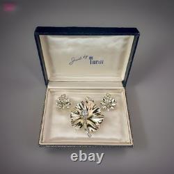 Trifari Bug on a Leaf Set Gold Trifanium Alfred Philippe Crystal PAT PEND Box