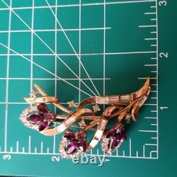 Trifari Clear Baguette and Purple Marquise Flower Alfred Philippe Brooch