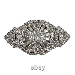 Trifari Clip Mates Art Deco Diamante Brooch Dress Clips Alfred Philippe