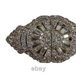 Trifari Clip Mates Art Deco Diamante Brooch Dress Clips Alfred Philippe