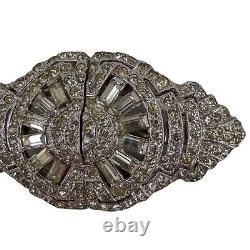 Trifari Clip Mates Art Deco Diamante Brooch Dress Clips Alfred Philippe