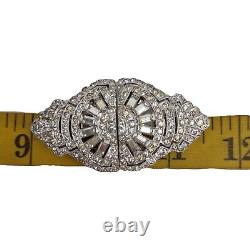 Trifari Clip Mates Art Deco Diamante Brooch Dress Clips Alfred Philippe