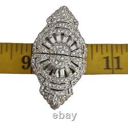 Trifari Clip Mates Art Deco Diamante Brooch Dress Clips Alfred Philippe