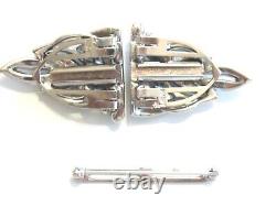 Trifari Clip Mates Double Dress Clip Pair Set On Brooch Bar Alfred Philippe 1936