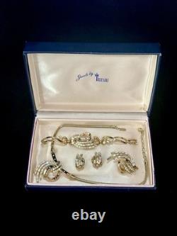 Trifari Comet 1953 Set Crystal Spangled Gold Alfred Philippe PAT PEND Box