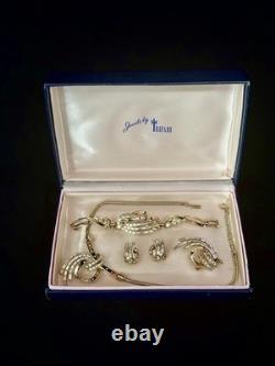Trifari Comet 1953 Set Crystal Spangled Gold Alfred Philippe PAT PEND Box