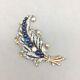 Trifari Crown Clip Pin A Philippe Empress Eugenie Series Cobalt Blue Glass Pearl