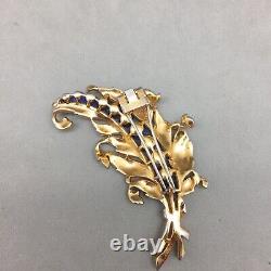 Trifari Crown Clip Pin A Philippe Empress Eugenie Series Cobalt Blue Glass Pearl