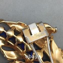 Trifari Crown Clip Pin A Philippe Empress Eugenie Series Cobalt Blue Glass Pearl