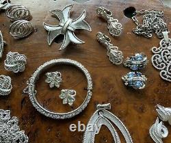 Trifari Crown Trifari Silvertone Jewelry Lot Including Alfred Philippe Vintage