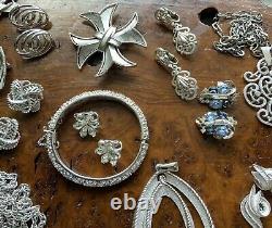 Trifari Crown Trifari Silvertone Jewelry Lot Including Alfred Philippe Vintage