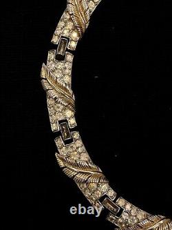 Trifari Crown Vintage collar necklace by Alfred Philippe Rhinestone Costume