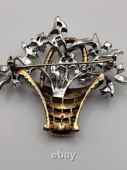 Trifari Diamante Flower Basket Brooch Alfred Philippe Pat Pend 1950's