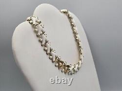 Trifari Faux Coral Necklace Earrings Set Alfred Philippe Des Pat Pend Milk Glass