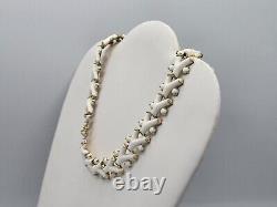 Trifari Faux Coral Necklace Earrings Set Alfred Philippe Des Pat Pend Milk Glass