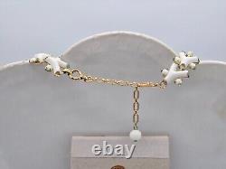 Trifari Faux Coral Necklace Earrings Set Alfred Philippe Des Pat Pend Milk Glass
