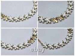 Trifari Faux Coral Necklace Earrings Set Alfred Philippe Des Pat Pend Milk Glass