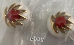 Trifari Flower Brooch Pin Earrings Red White Enamel Set Rare