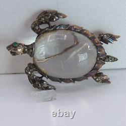 Trifari Jelly Belly Turtle Pin Sterling Silver Alfred Philippe Vintage 1943