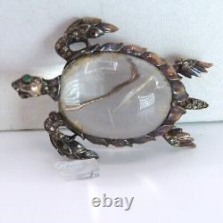 Trifari Jelly Belly Turtle Pin Sterling Silver Alfred Philippe Vintage 1943