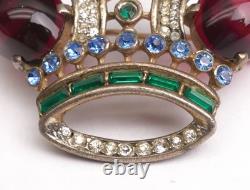 Trifari Jeweled Crown Jelly Rhinestone Vintage Brooch Alfred Philippe 137542