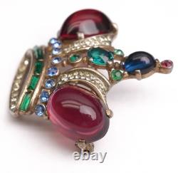Trifari Jeweled Crown Jelly Rhinestone Vintage Brooch Alfred Philippe 137542