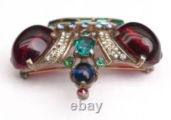Trifari Jeweled Crown Jelly Rhinestone Vintage Brooch Alfred Philippe 137542