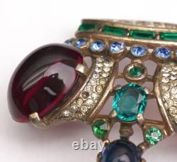 Trifari Jeweled Crown Jelly Rhinestone Vintage Brooch Alfred Philippe 137542