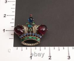 Trifari Jeweled Crown Jelly Rhinestone Vintage Brooch Alfred Philippe 137542