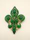 Trifari L'Orient emerald glass Fleur De Lis Brooch Pin Alfred Philippe Stunning