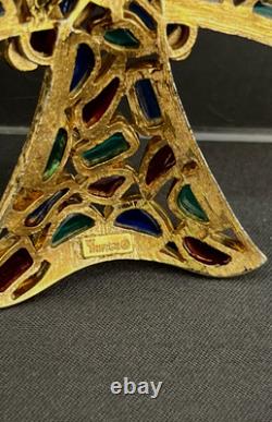 Trifari MODERN MOSAICS Multi-Color Maltese Cross Pendant Necklace c. 1966