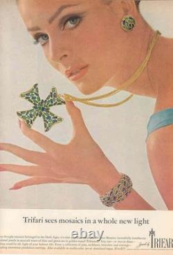 Trifari MODERN MOSAICS Multi-Color Maltese Cross Pendant Necklace c. 1966