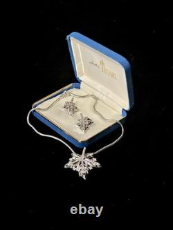 Trifari Maple Leaf Set 1949 Rhodium Baguettes PAT PEND withBox